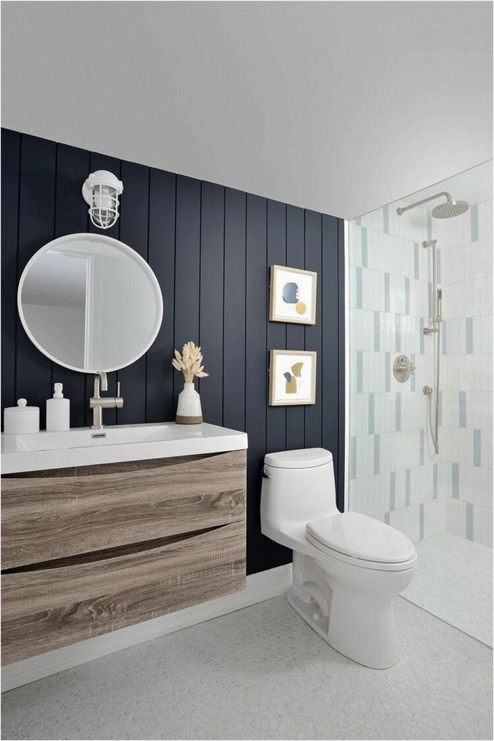 18 идей для ванной комнаты в темно-синих тонах