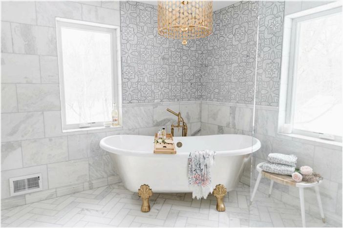 17 классических серо-белых ванных комнат