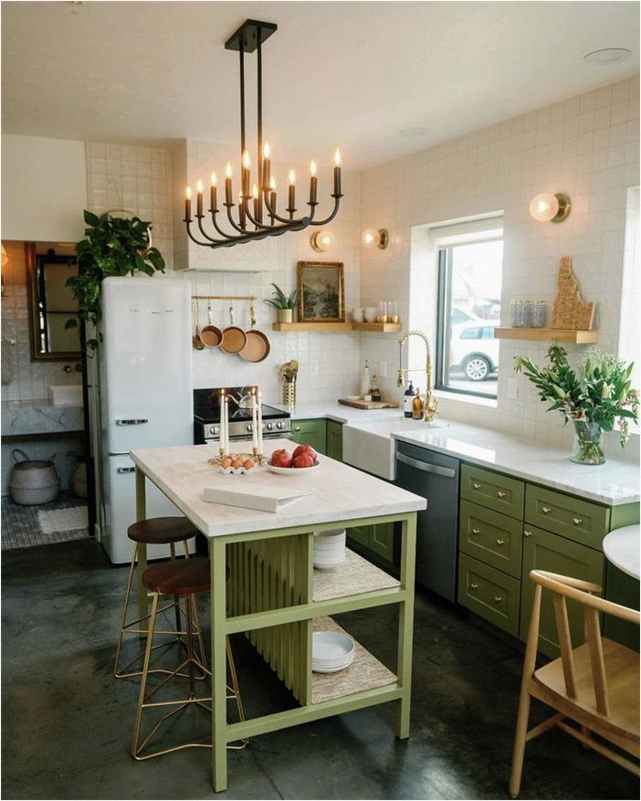 21 модная, но нестареющая кухня в зеленом цвете шалфея