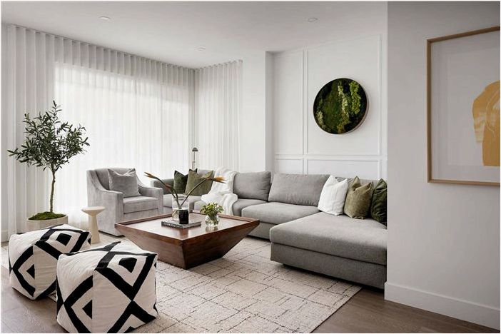 23 Идеи гостиных с серыми диванами